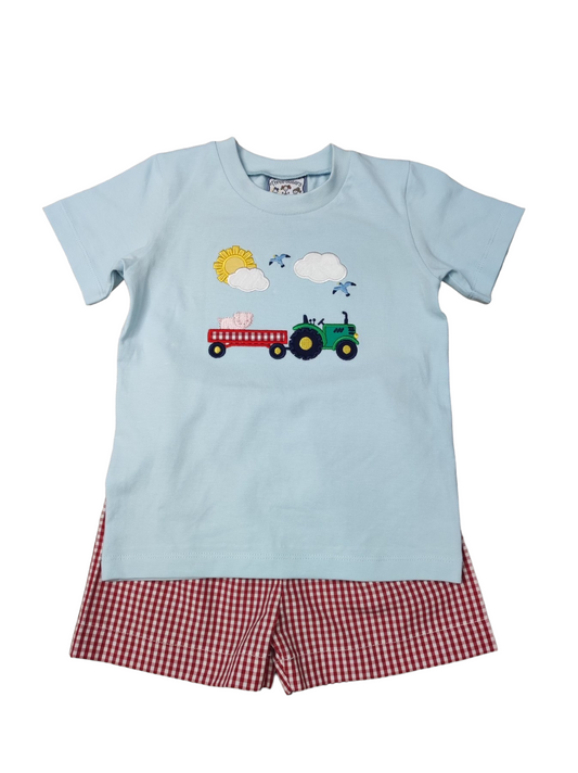 Farm days appliqué boy short set