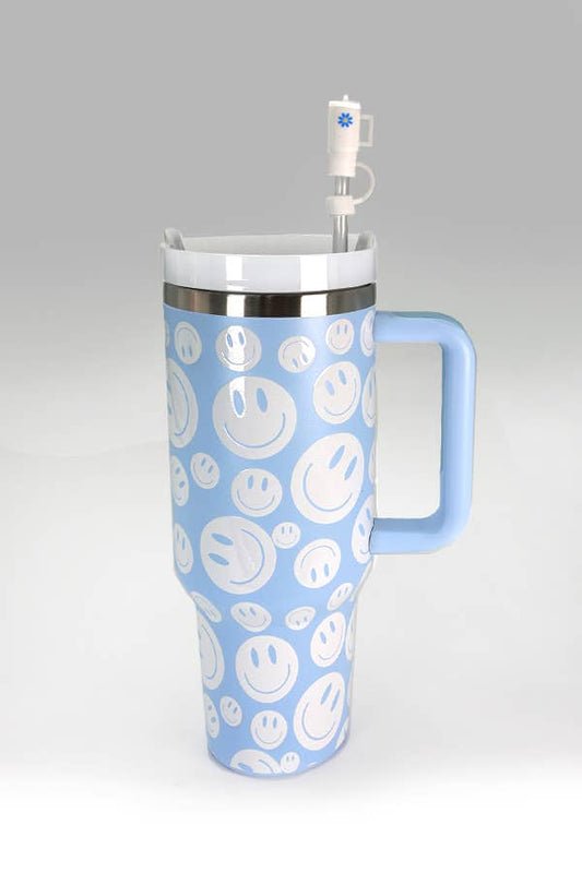 40oz STAINLESS STEEL TUMBLER ALL STYLES | TB40OZ: SMILEY BLUE