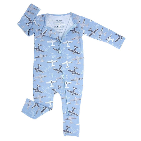 Sweet bamboo Convertible Romper - Blue Aircrafts