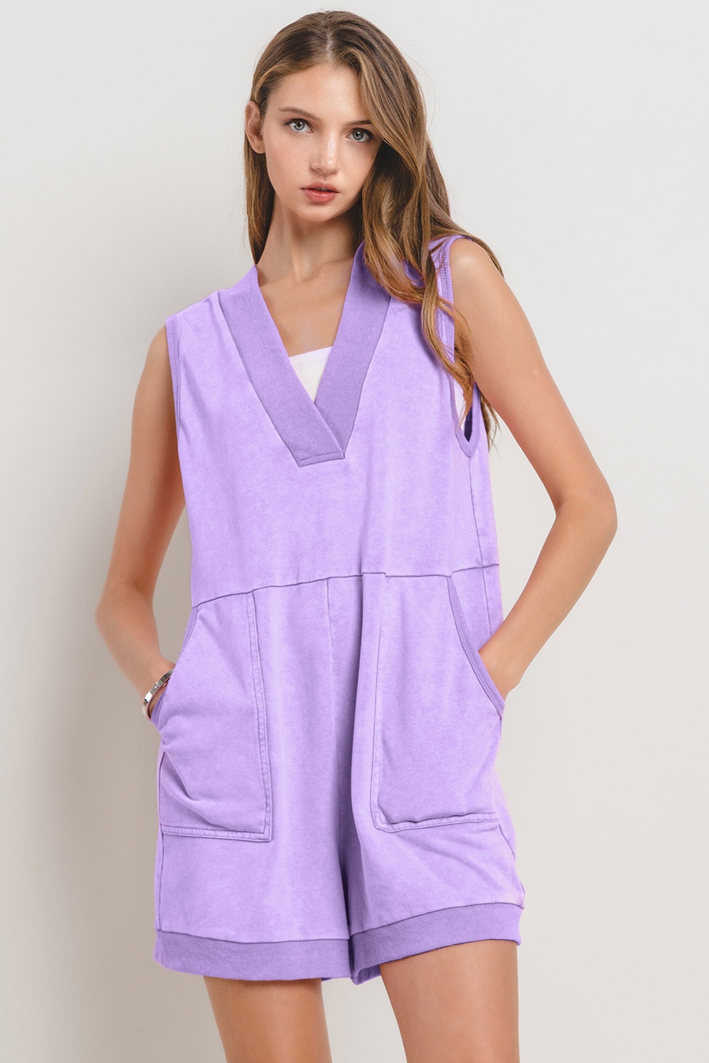 Lavender Softest mineral wash romper