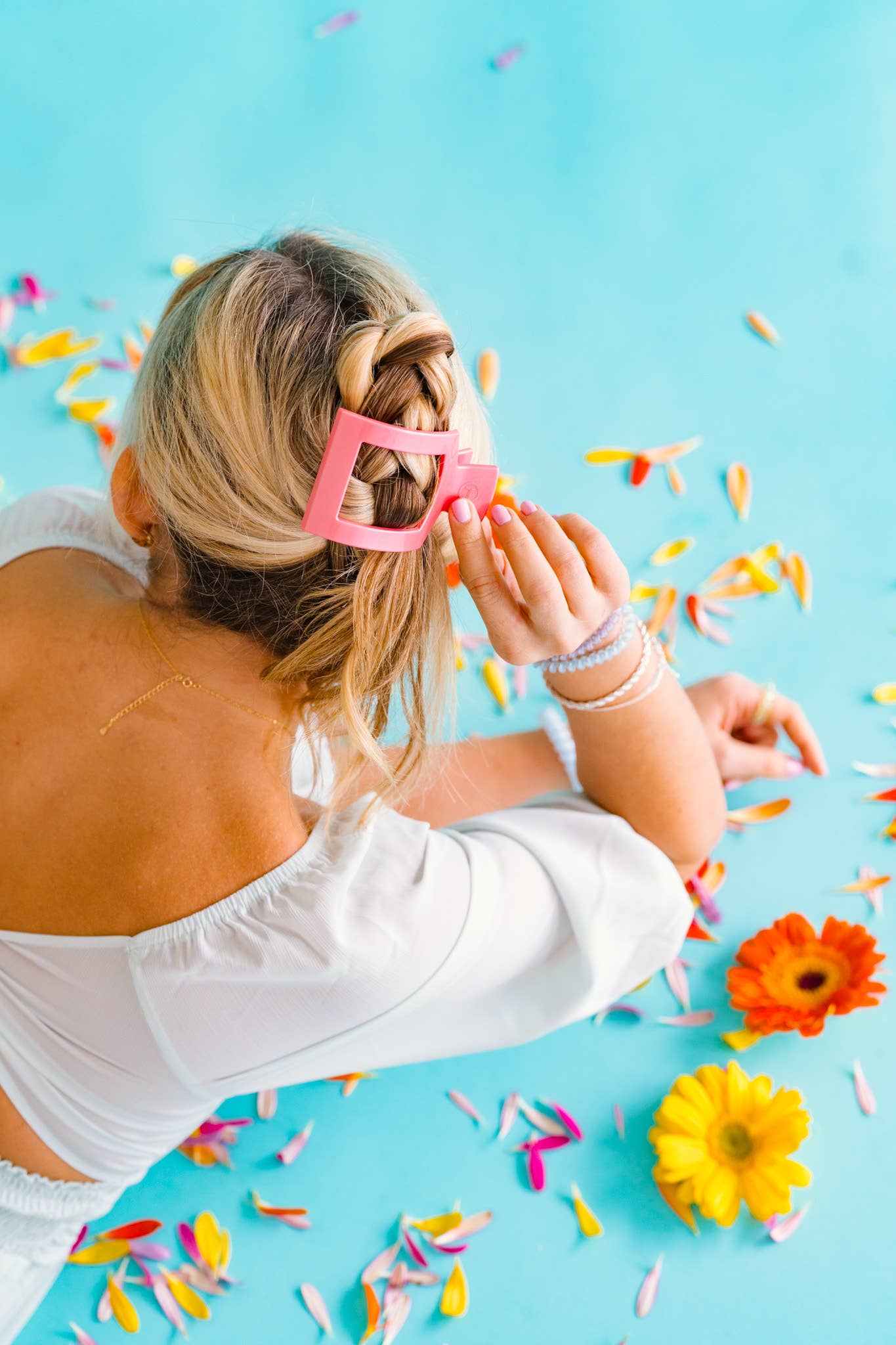 Calming Coral Square Flat Hair Clip | Medium