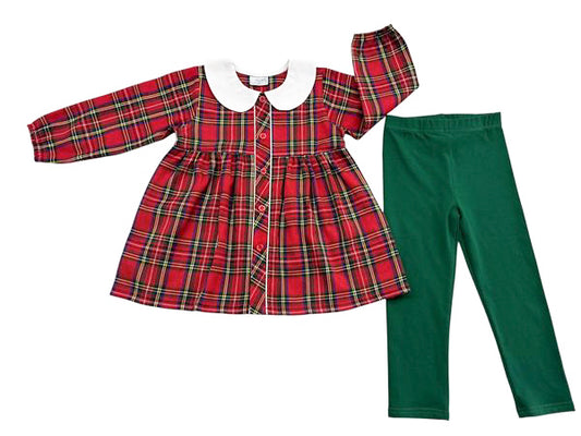 Christmas Plaid Girl Set - Jumping Jolly