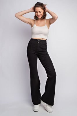 High waist black twill pants