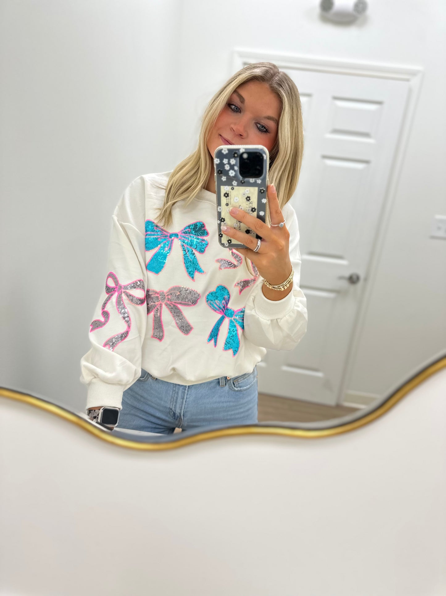 Bow sequin sweatshirt