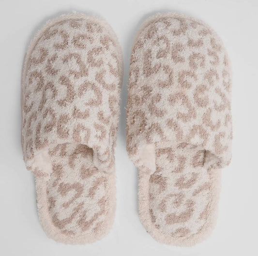 Beige Leopard Pattern Slipper Comfylux