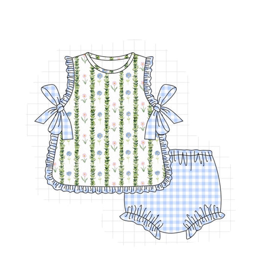 Green Floral Ruffle Bloomer Set