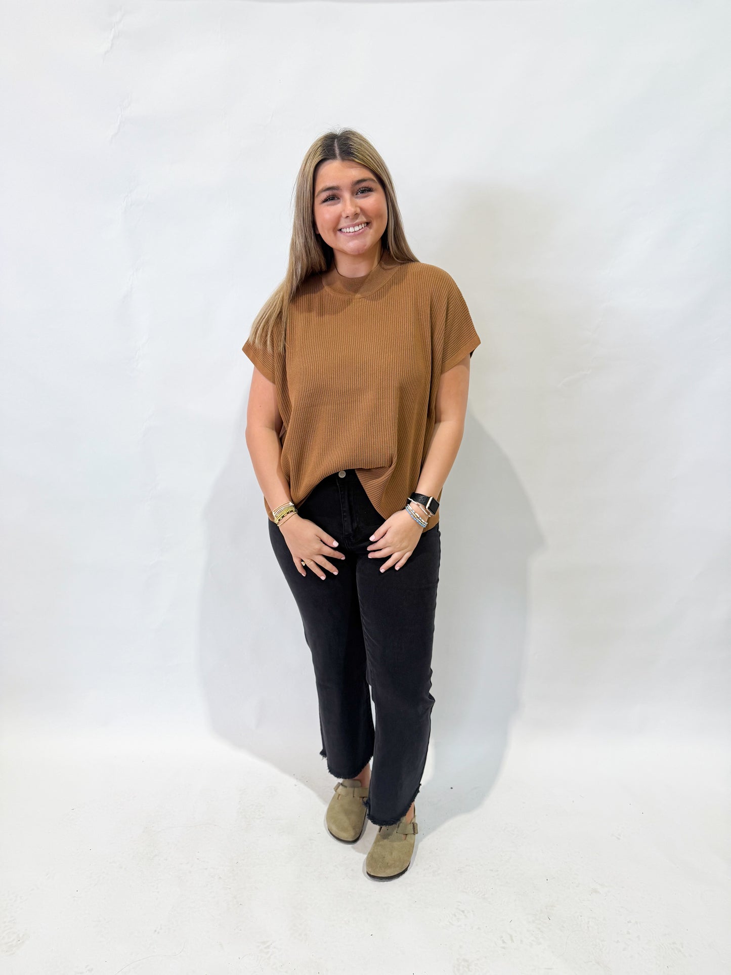 Mock Neck Sweater | Camel