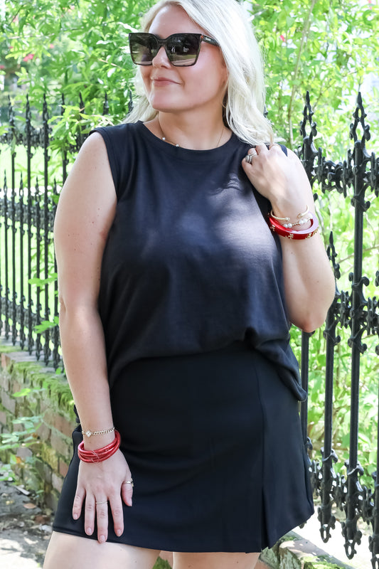 Black Miranda Crew Neck Tank