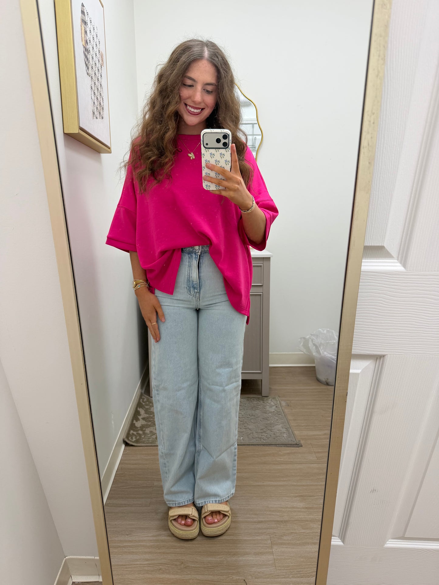 Fuchsia Scuba Side Slit Top