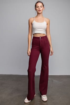 High waist burgundy twill pants