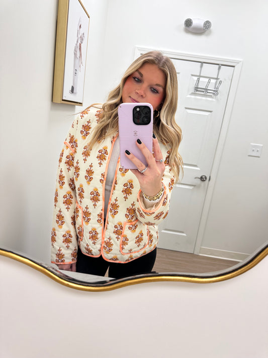 Cream Peach Floral Jacket