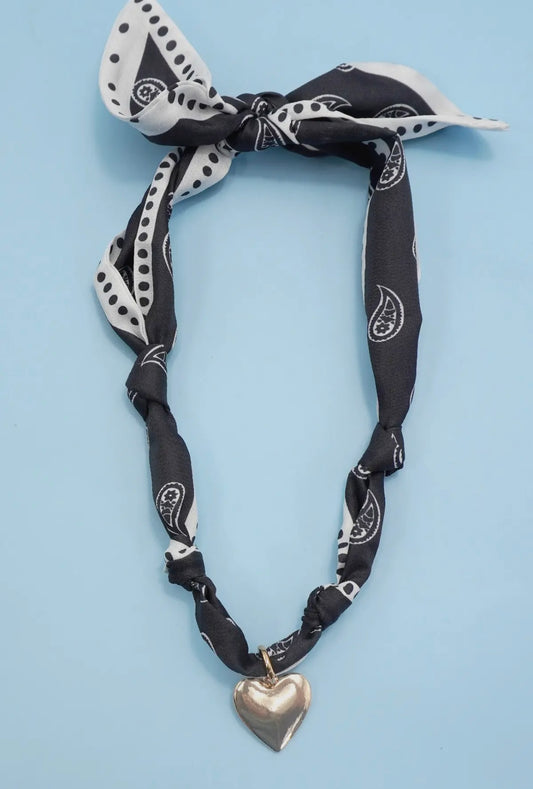 Polka Dot Scarf Necklace (Heart)