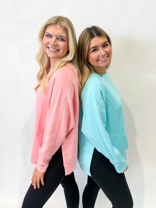 Scuba Pullover w/ Side Slits | Pink