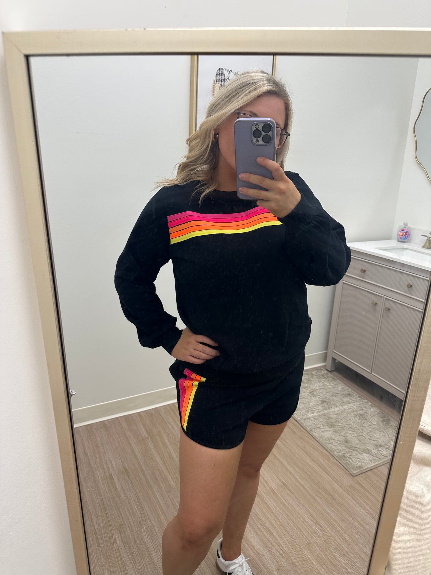 Black/Rainbow short set