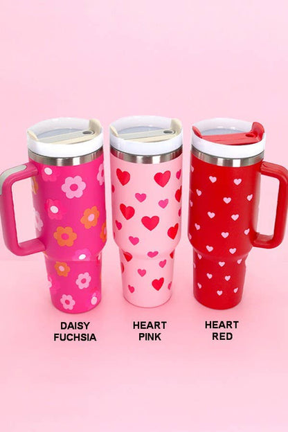 40oz STAINLESS STEEL TUMBLER ALL STYLES | TB40OZ: SMILEY FUCHSIA