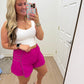Fuchsia Side Pleat Shorts