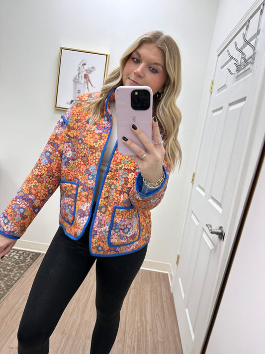 Blue/Orange Floral Jacket