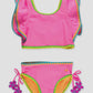 Neon Pink Crochet Detail Butterfly Tankini 2-Piece Swimsuit