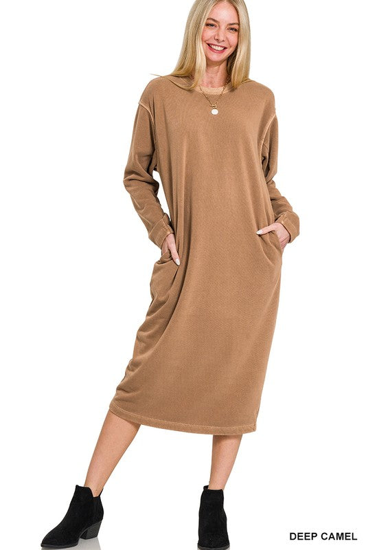 Camel fleece sweatshirt dress