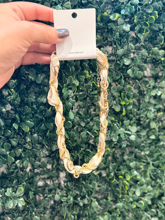 Cream Scarf Chain Necklace