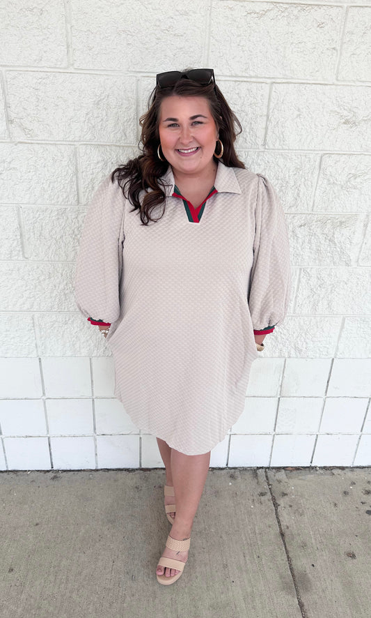 Beige Quilted Dress