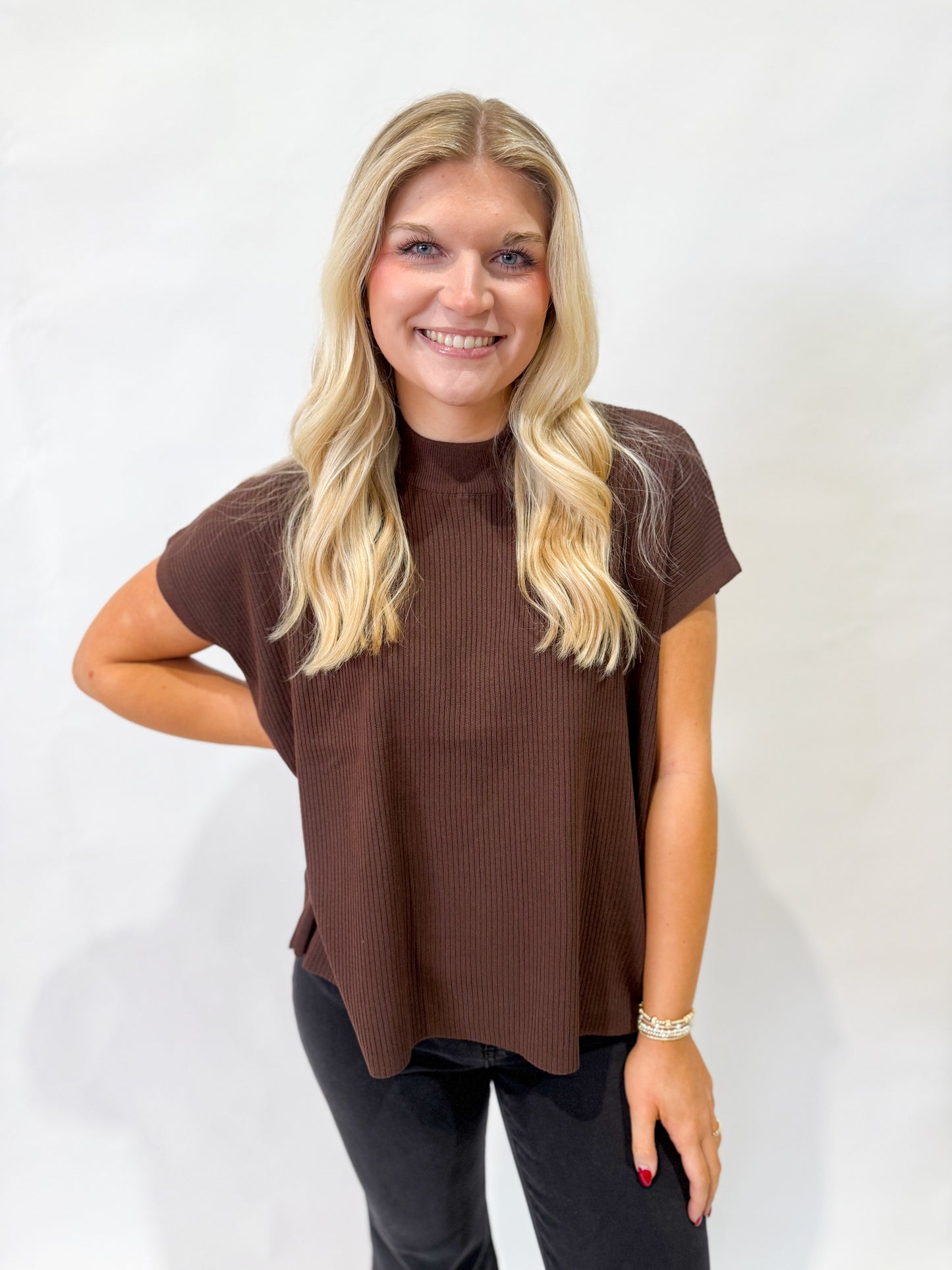 Mock Neck Sweater | Brown