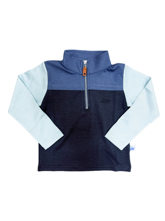 Blue Navy and Aqua Boys Colorblock Pullover