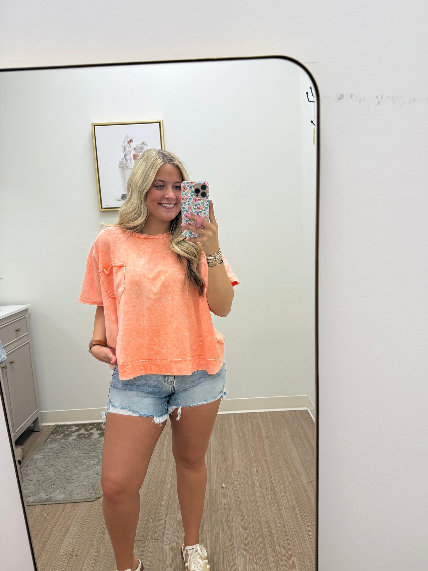 Acid Washed Oversized Top| Orange