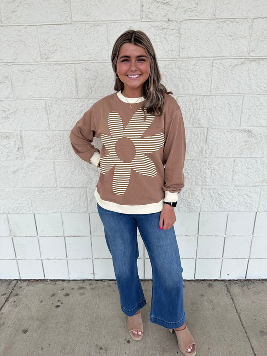 Taupe Flower Top
