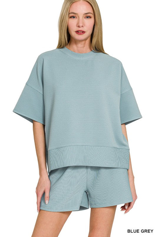 Blue grey ribbed set