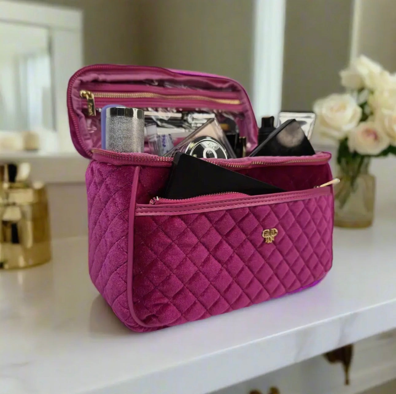 Classic Train Case - Fuchsia Velvet