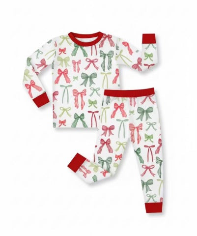 Christmas Bow Girl PJ Set