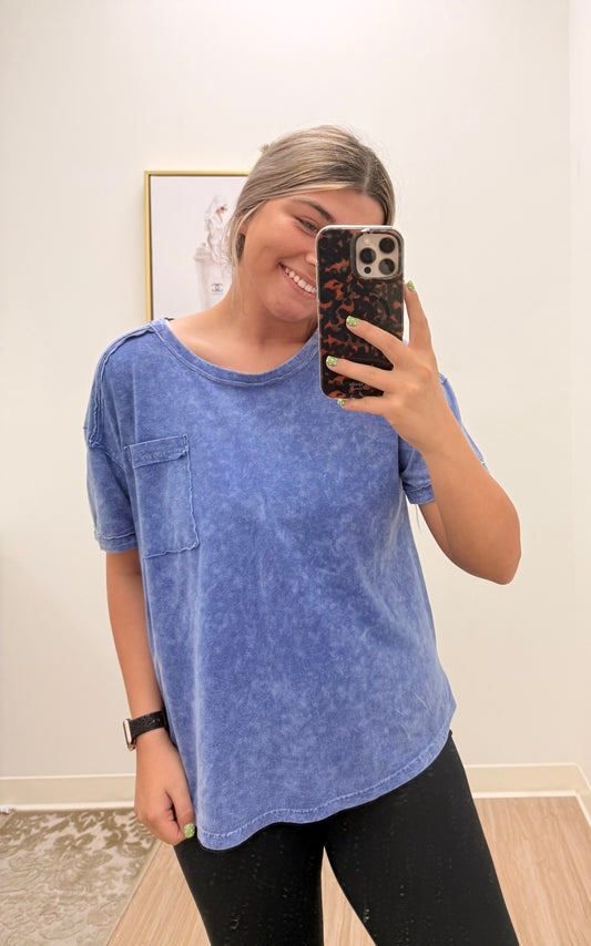 Blue Acid Washed Tee