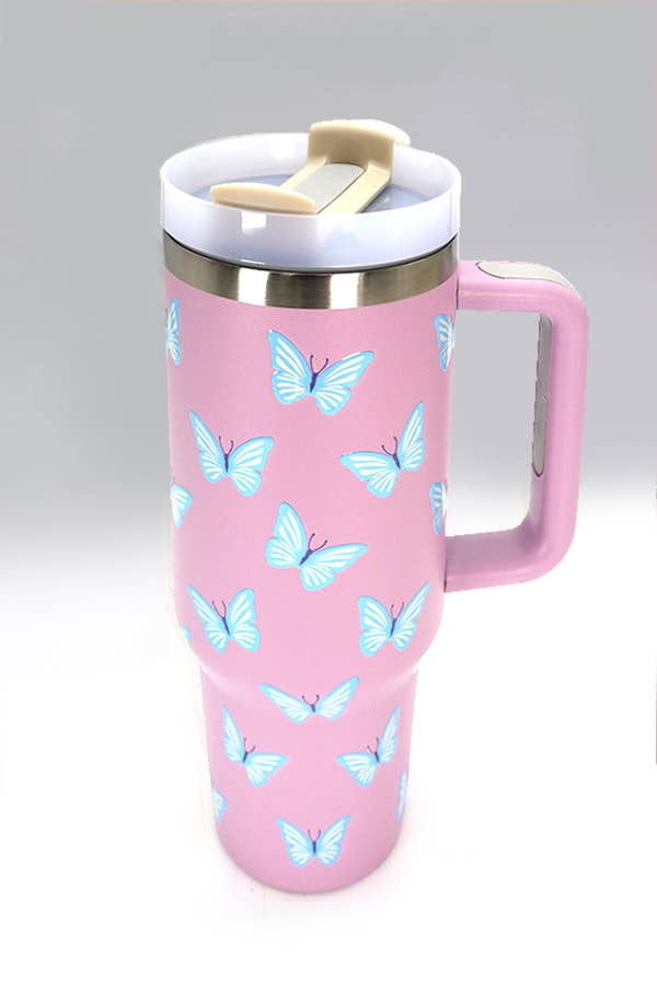 40oz STAINLESS STEEL TUMBLER ALL STYLES | TB40OZ: BUTTERFLY LILAC