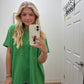 Ribbed Short Sleeve Top| Green