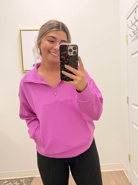 Bubble Gum Pink Quarter Zip