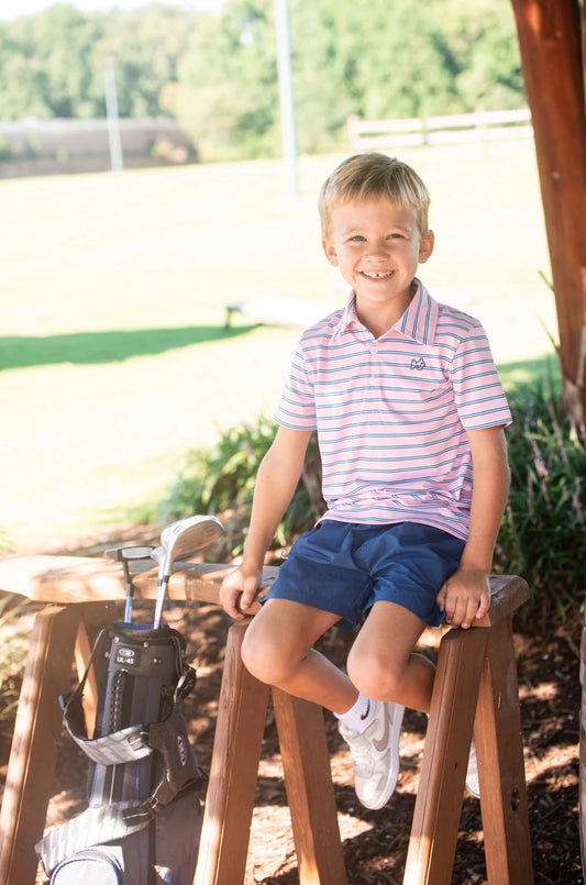 Boys' Prodoh Short Sleeve Pro Performance Pink Seaside Stripe
