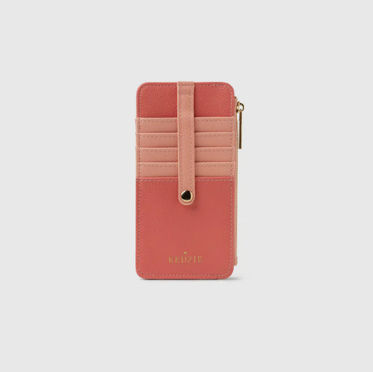 Coral zippered wallet and card holder
