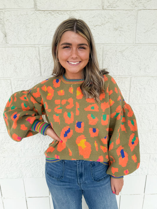 Sage & Orange Sweater