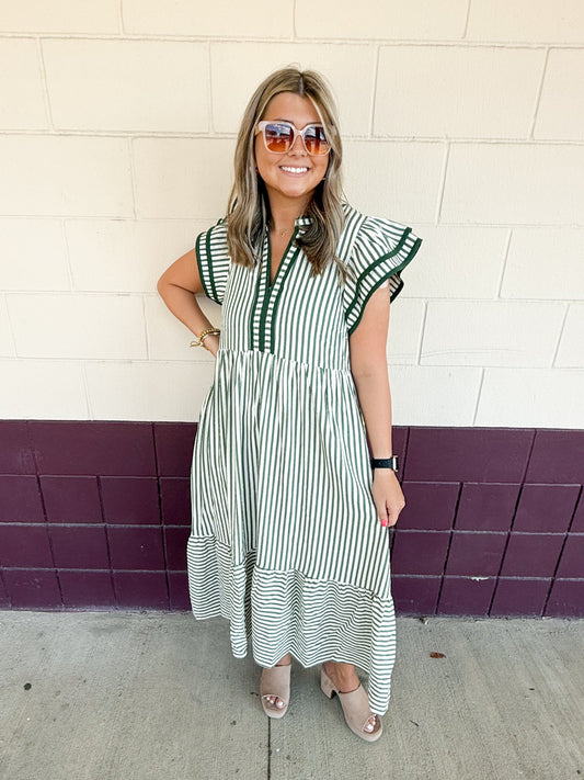 Pine Stripe Midi Dress