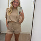 Light Mocha Ribbed Short Set
