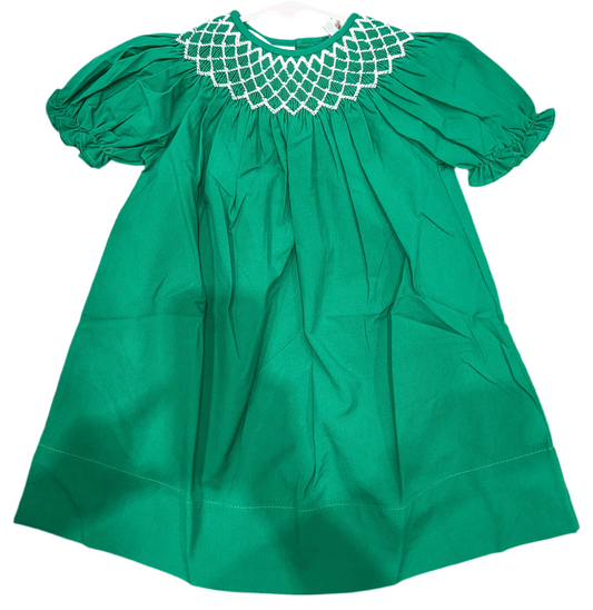 Hunter Green Smocked Pearl Dress- Sweet Dreams