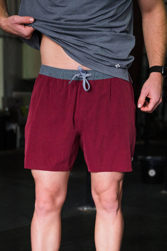 Athletic Short - Maroon - White Camo Liner: Maroon / 7"