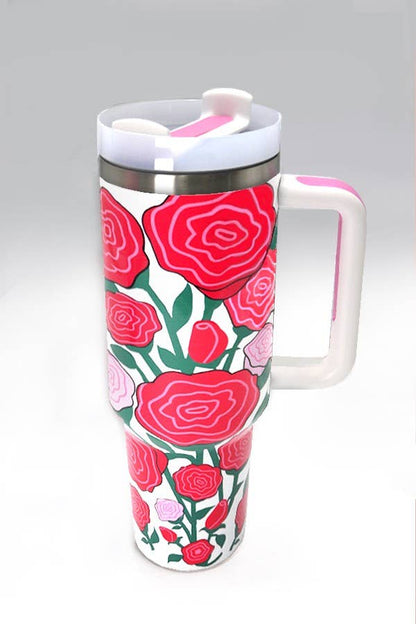 40oz STAINLESS STEEL TUMBLER ALL STYLES | TB40OZ: SMILEY FUCHSIA