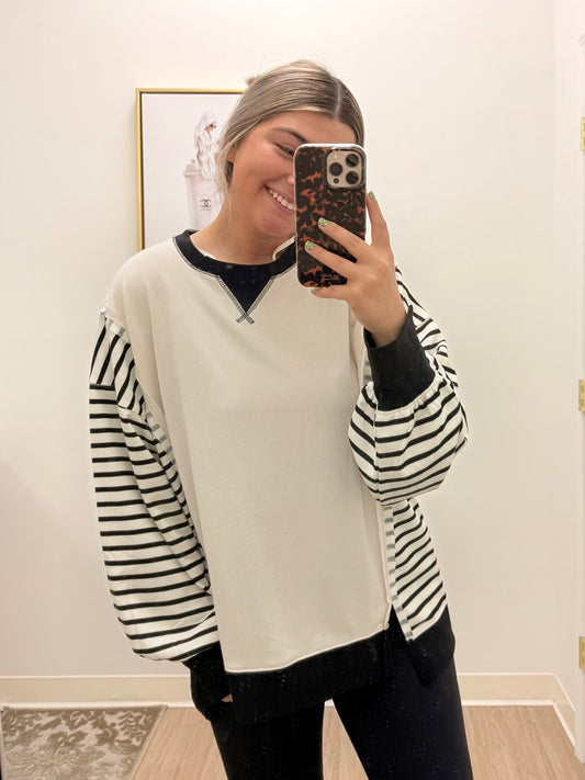 Cream and Black Oversized Sweater