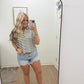 Black Striped Split Neck Collared Top