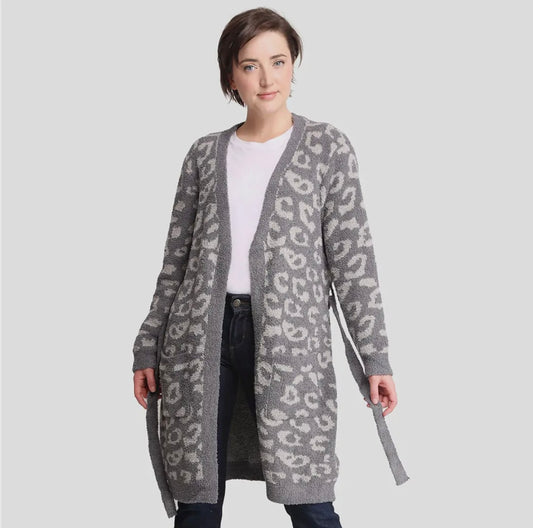 Gray Leopard Print Robe Comfylux