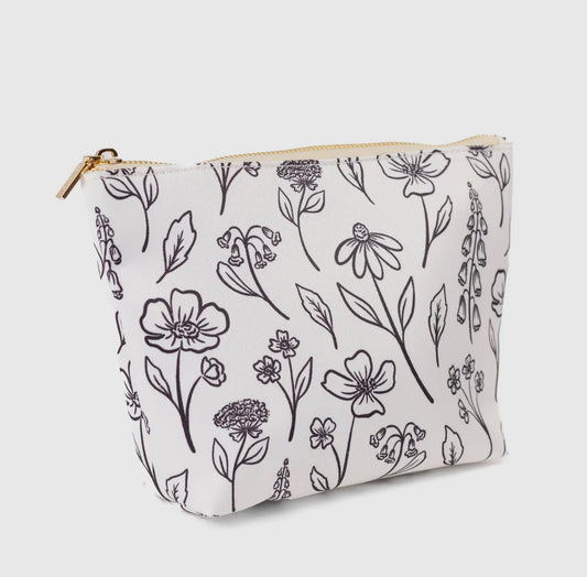 Ivory Pressed Floral Carry All Pouch - EBD
