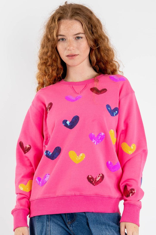 Wild at heart sequin pullover