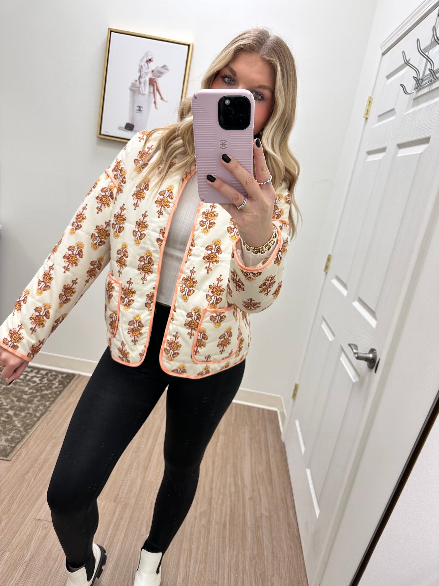 Cream Peach Floral Jacket